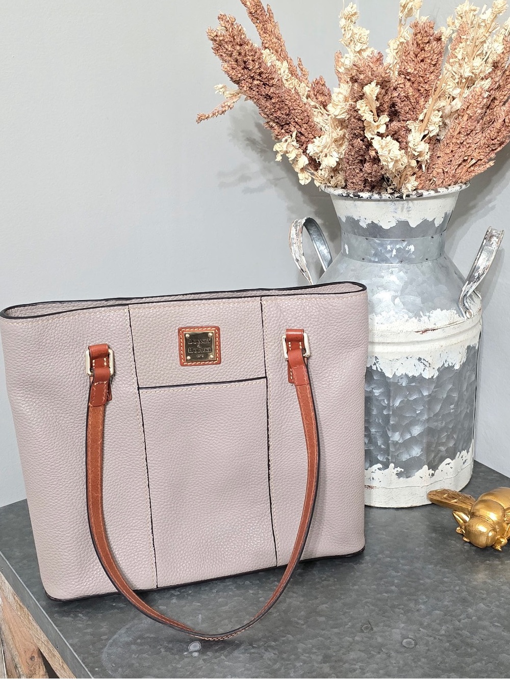 Dooney & Bourke Pebble Grain Small Lexington Shopper Tote Oyster - EUC